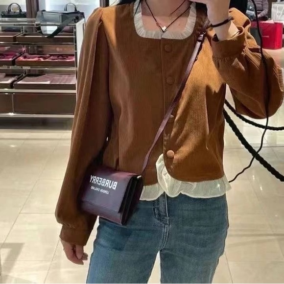 Burberry Hazelmere Printed Logo Leather Mahogany Red Crossbody Bag - Picture 7 of 13